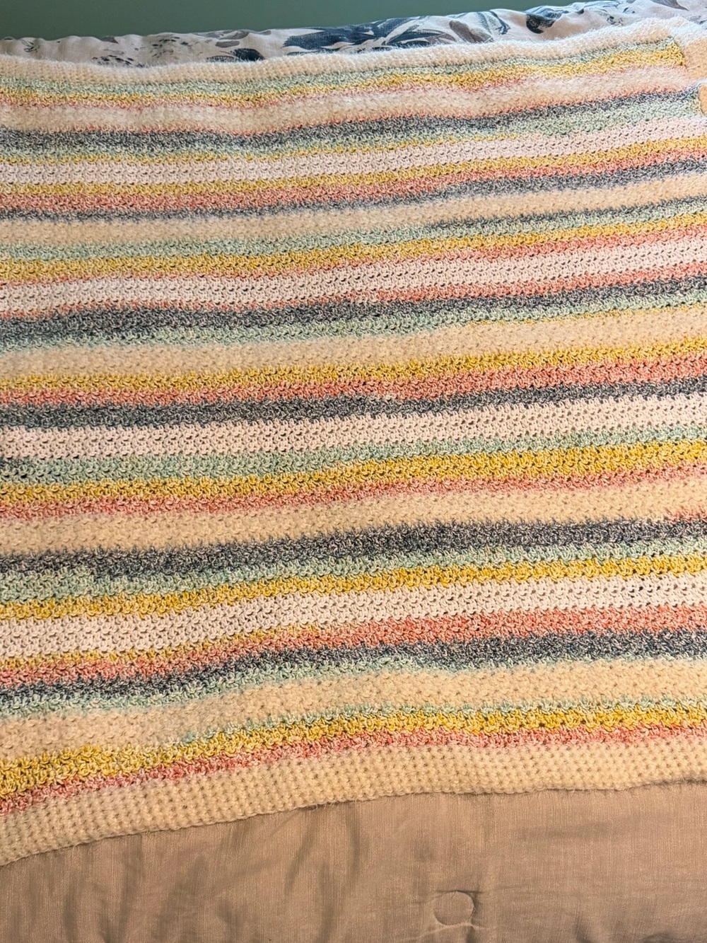 Handmade Pastel Striped Cotton Throw Blanket - Multicolor